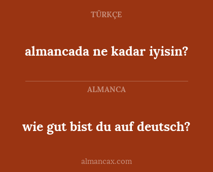 almancada ne kadar iyisin? - wie gut bist du auf deutsch?