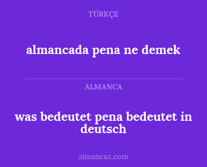 almancada pena ne demek - was bedeutet pena bedeutet in deutsch