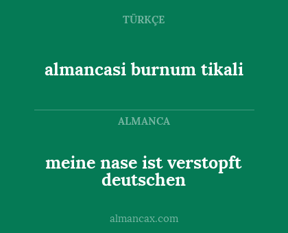 meine nase ist verstopft deutschen - almancasi burnum tikali