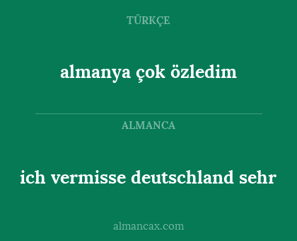 ich vermisse deutschland sehr - almanya çok özledim