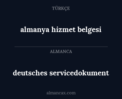 deutsches servicedokument - almanya hizmet belgesi