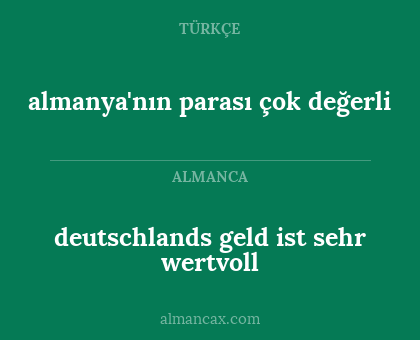 deutschlands geld ist sehr wertvoll - almanya'nın parası çok değerli