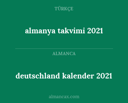 almanya takvimi 2021 - deutschland kalender 2021