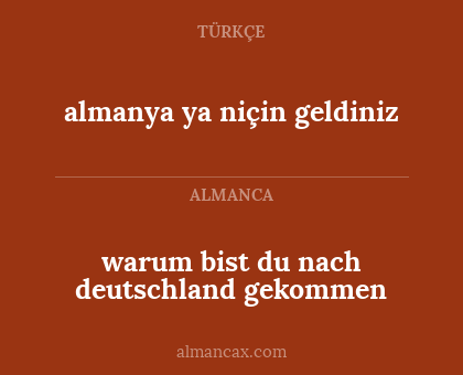 warum bist du nach deutschland gekommen - almanya ya niçin geldiniz