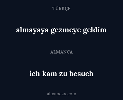 ich kam zu besuch - almayaya gezmeye geldim