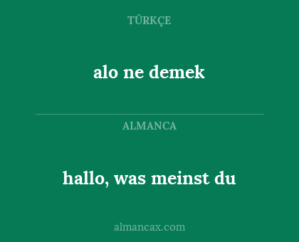 alo ne demek - hallo, was meinst du