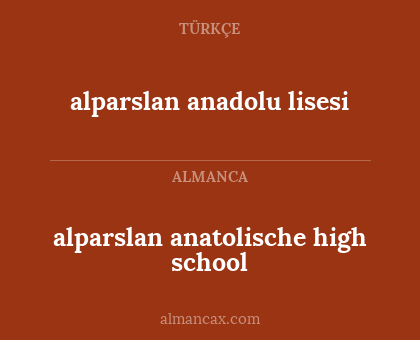 alparslan anatolische high school - alparslan anadolu lisesi