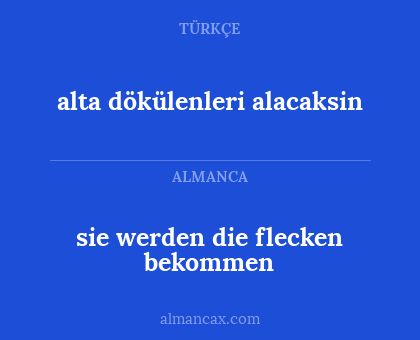 alta dökülenleri alacaksin - sie werden die flecken bekommen