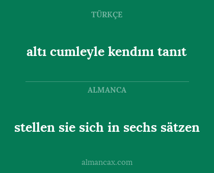 stellen sie sich in sechs sätzen - altı cumleyle kendını tanıt