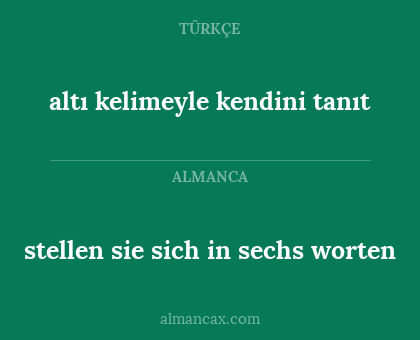 altı kelimeyle kendini tanıt - stellen sie sich in sechs worten