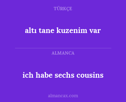 ich habe sechs cousins - altı tane kuzenim var