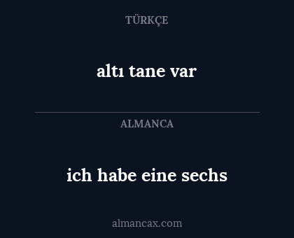ich habe eine sechs - altı tane var
