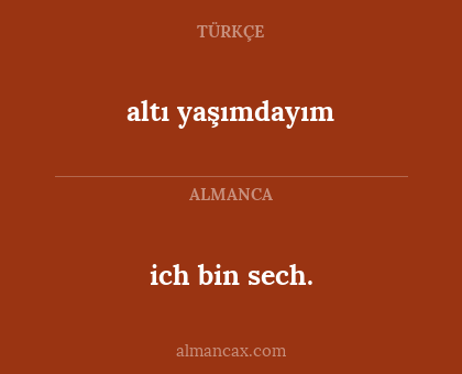 ich bin sech. - altı yaşımdayım