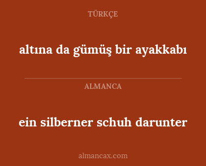 ein silberner schuh darunter - altına da gümüş bir ayakkabı