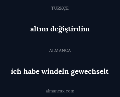 ich habe windeln gewechselt - altını değiştirdim