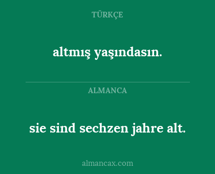sie sind sechzen jahre alt. - altmış yaşındasın.