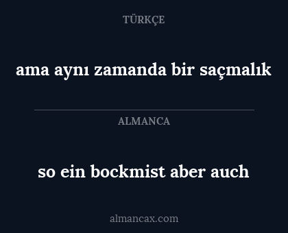 so ein bockmist aber auch - ama aynı zamanda bir saçmalık