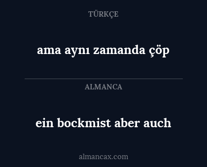 ein bockmist aber auch - ama aynı zamanda çöp