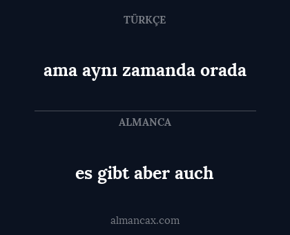es gibt aber auch - ama aynı zamanda orada