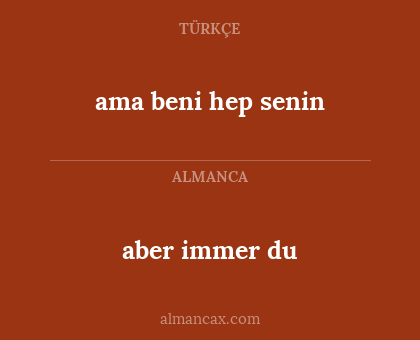 aber immer du - ama beni hep senin