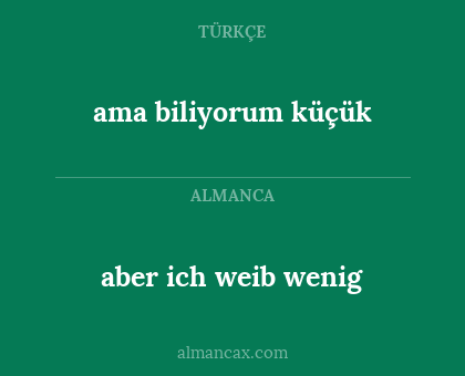 aber ich weib wenig - ama biliyorum küçük