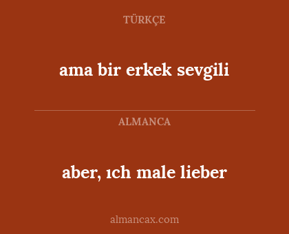 aber, ıch male lieber - ama bir erkek sevgili