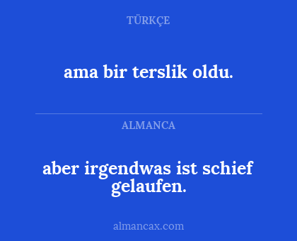 aber irgendwas ist schief gelaufen. - ama bir terslik oldu.