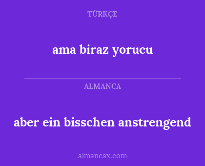 aber ein bisschen anstrengend - ama biraz yorucu