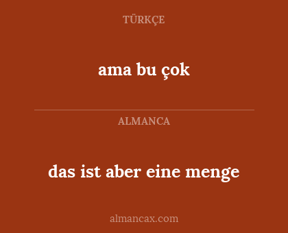 das ist aber eine menge - ama bu çok