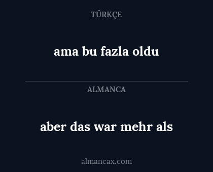 ama bu fazla oldu - aber das war mehr als