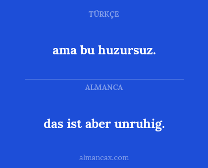 ama bu huzursuz. - das ist aber unruhig.