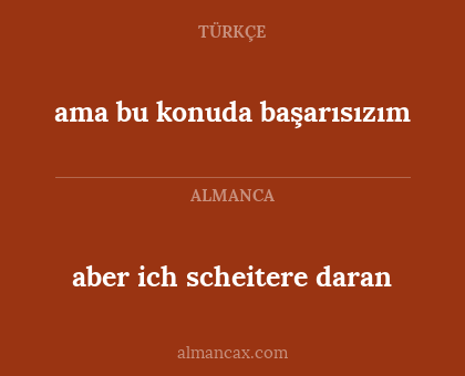 ama bu konuda başarısızım - aber ich scheitere daran