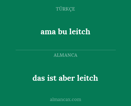 ama bu leitch - das ist aber leitch