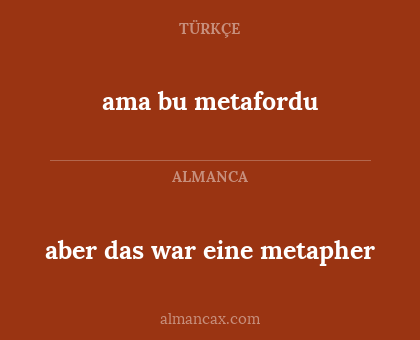 aber das war eine metapher - ama bu metafordu