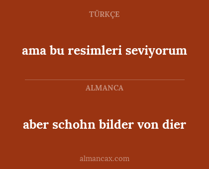 aber schohn bilder von dier - ama bu resimleri seviyorum