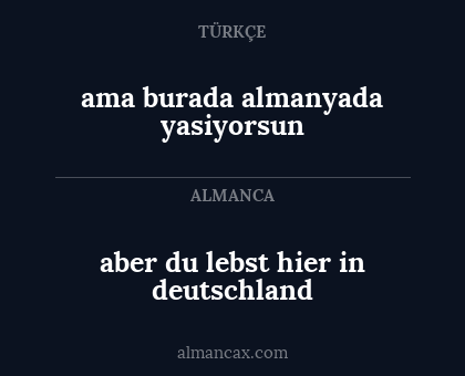 ama burada almanyada yasiyorsun - aber du lebst hier in deutschland