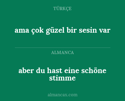 ama çok güzel bir sesin var - aber du hast eine schöne stimme