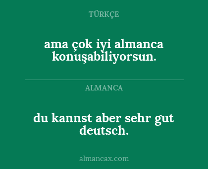 du kannst aber sehr gut deutsch. - ama çok iyi almanca konuşabiliyorsun.
