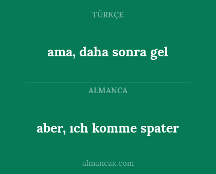 aber, ıch komme spater - ama, daha sonra gel