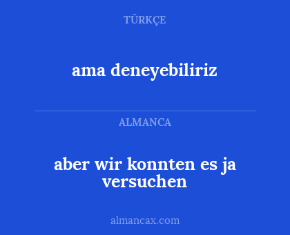 aber wir konnten es ja versuchen - ama deneyebiliriz