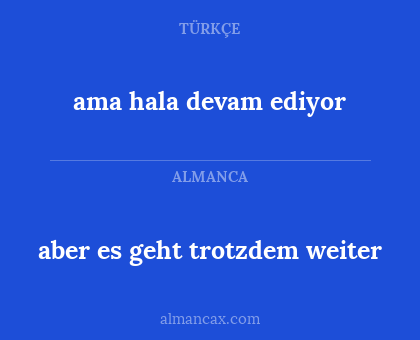 ama hala devam ediyor - aber es geht trotzdem weiter