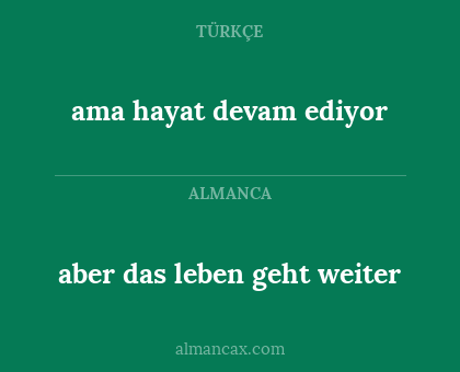 aber das leben geht weiter - ama hayat devam ediyor