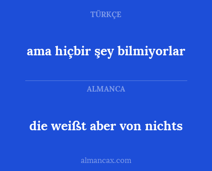 ama hiçbir şey bilmiyorlar - die weißt aber von nichts