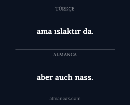 ama ıslaktır da. - aber auch nass.