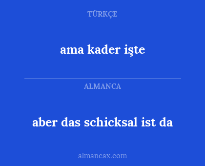 aber das schicksal ist da - ama kader işte