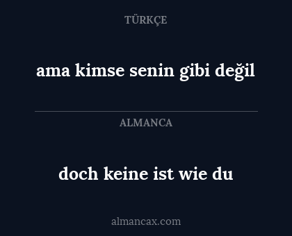 doch keine ist wie du - ama kimse senin gibi değil