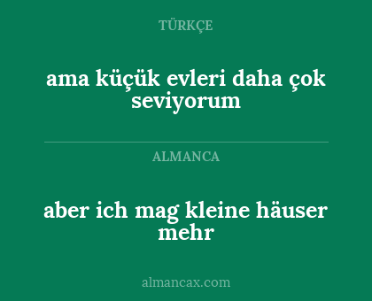 aber ich mag kleine häuser mehr - ama küçük evleri daha çok seviyorum