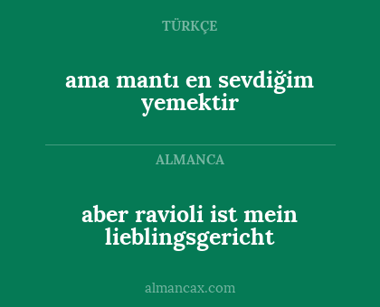 aber ravioli ist mein lieblingsgericht - ama mantı en sevdiğim yemektir