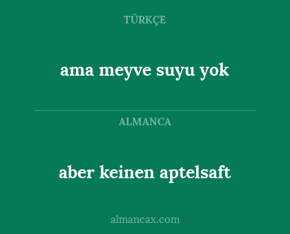 aber keinen aptelsaft - ama meyve suyu yok