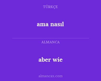 aber wie - ama nasıl